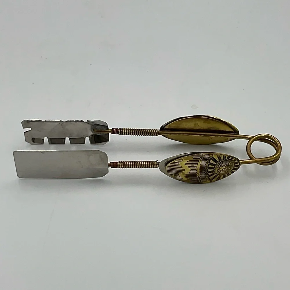 Vintage Copper & Stainless Steel Serving Tongs